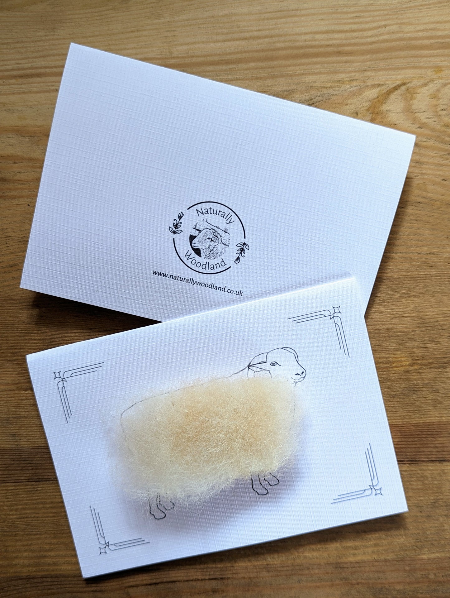 Natural wool products. Handmade sheep greetings card. Woolly sheep with Whitefaced Woodland wool. Happy birthday, thank you card. Handmade in Yorkshire.