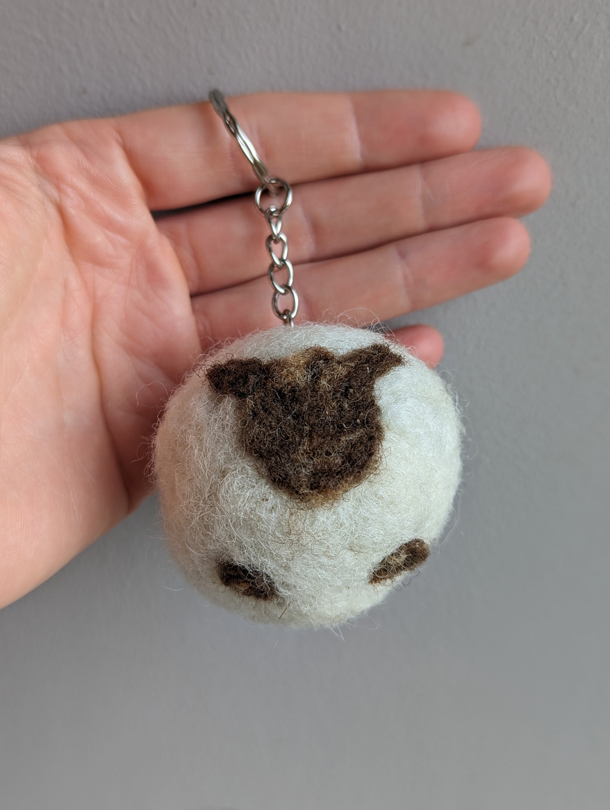 Felted Wool Sheep Keyring handmade in Yorkshire