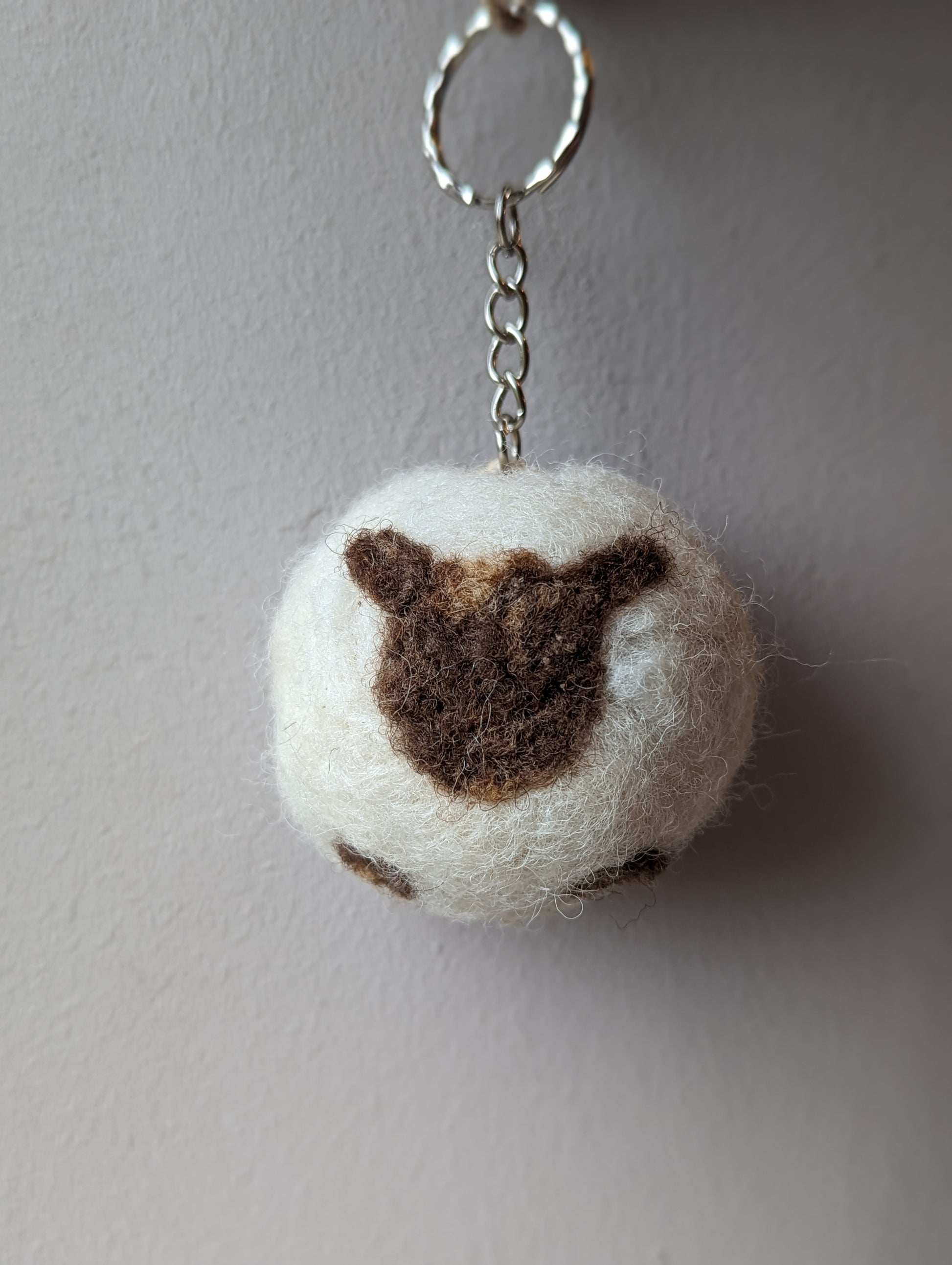 Felted Wool Sheep Keyring, handcrafted in Yorkshire