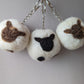 Needle felted Wool Sheep Key ring handmade in Yorkshire