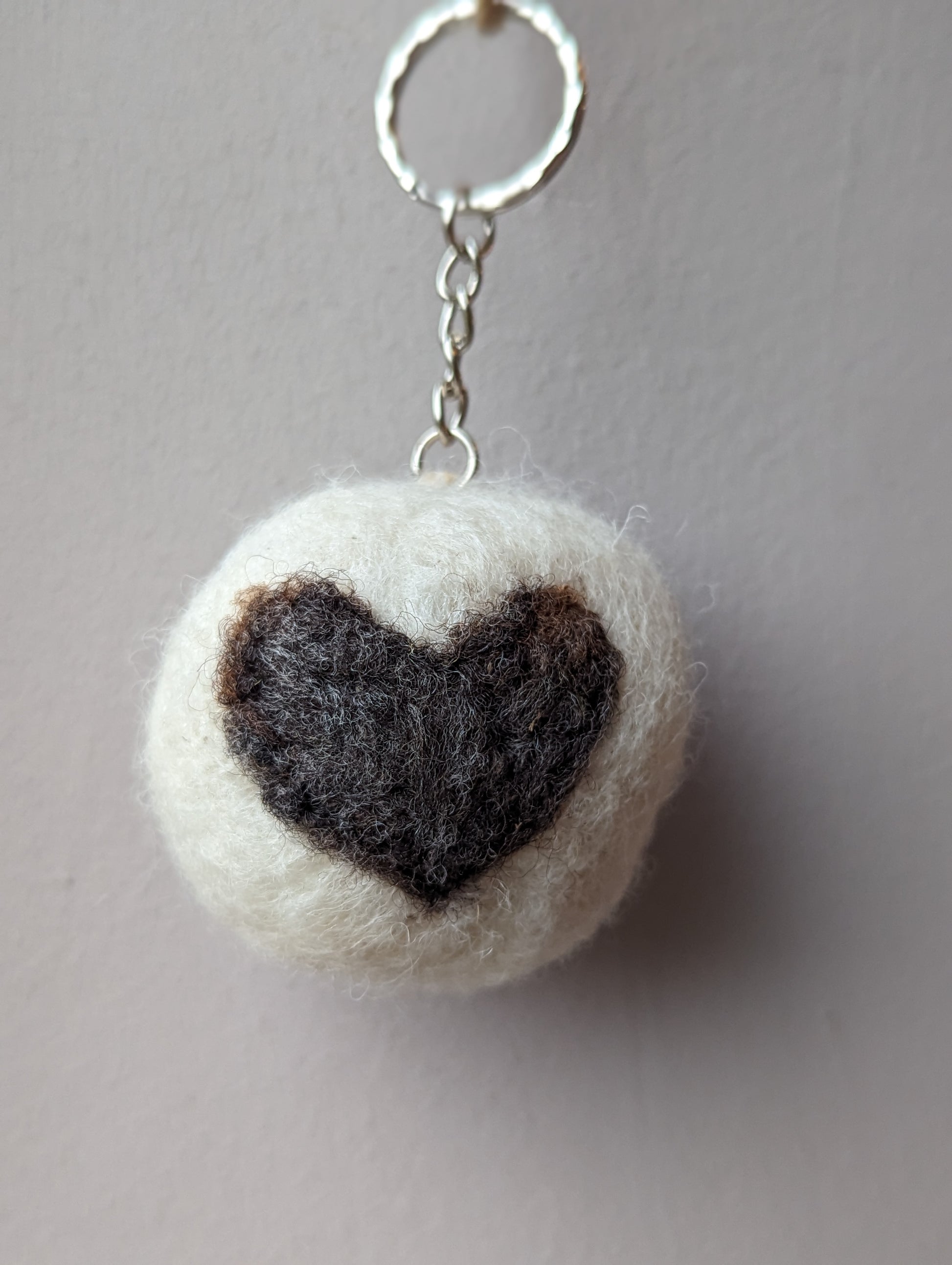 Felted Wool heart Keyring handmade in Yorkshire