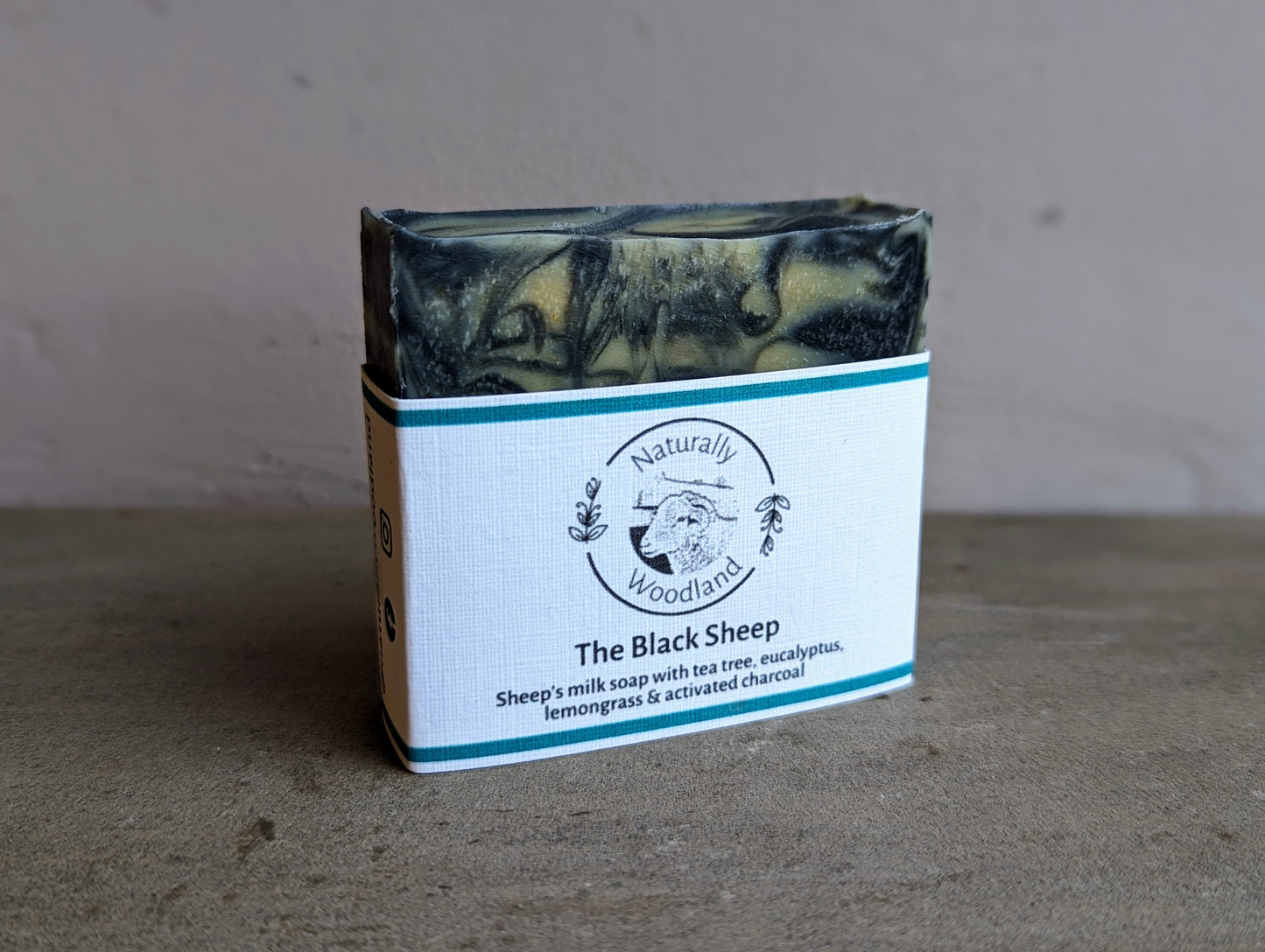 Naturally Woodland Natural gentle sheep's milk soap with Whitefaced Woodland sheep milk, Tea Tree, Eucalyptus and Lemongrass. Handmade in Yorkshire. Soap for sensitive skin. Natural Soap for men.